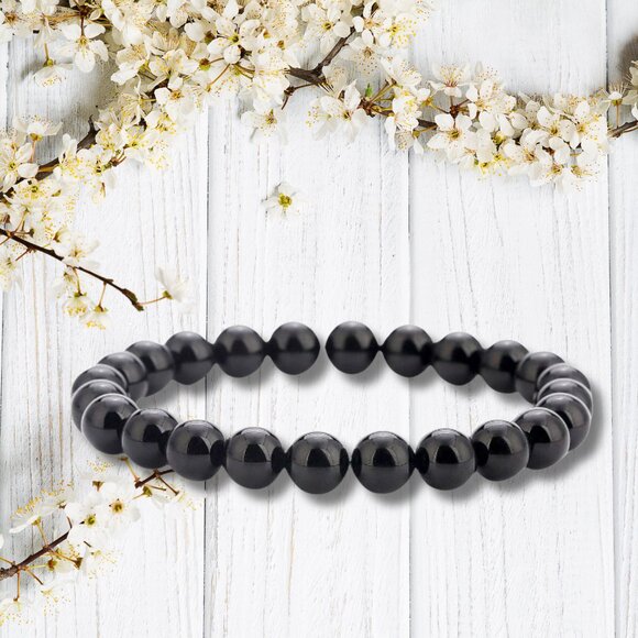 Natural Stone Healing Black Onyx Round Beads Stretch Bracelet Yoga Jewelry 8 MM - Picture 6 of 10